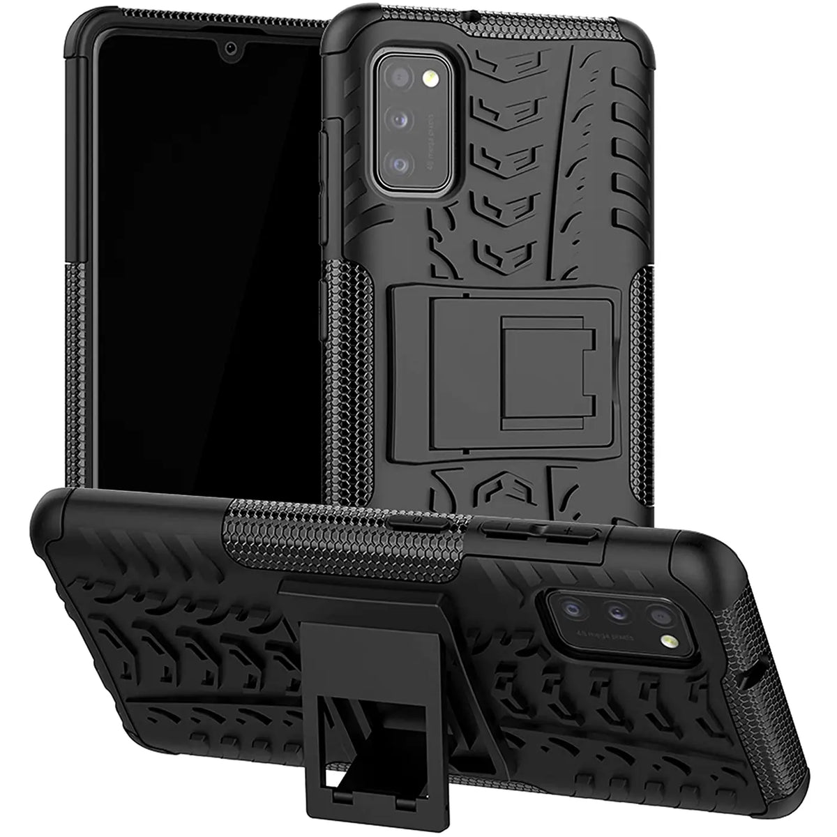 Sturzsichere, robuste Outdoor Handyhülle für Samsung Galaxy A03s in Schwarz
