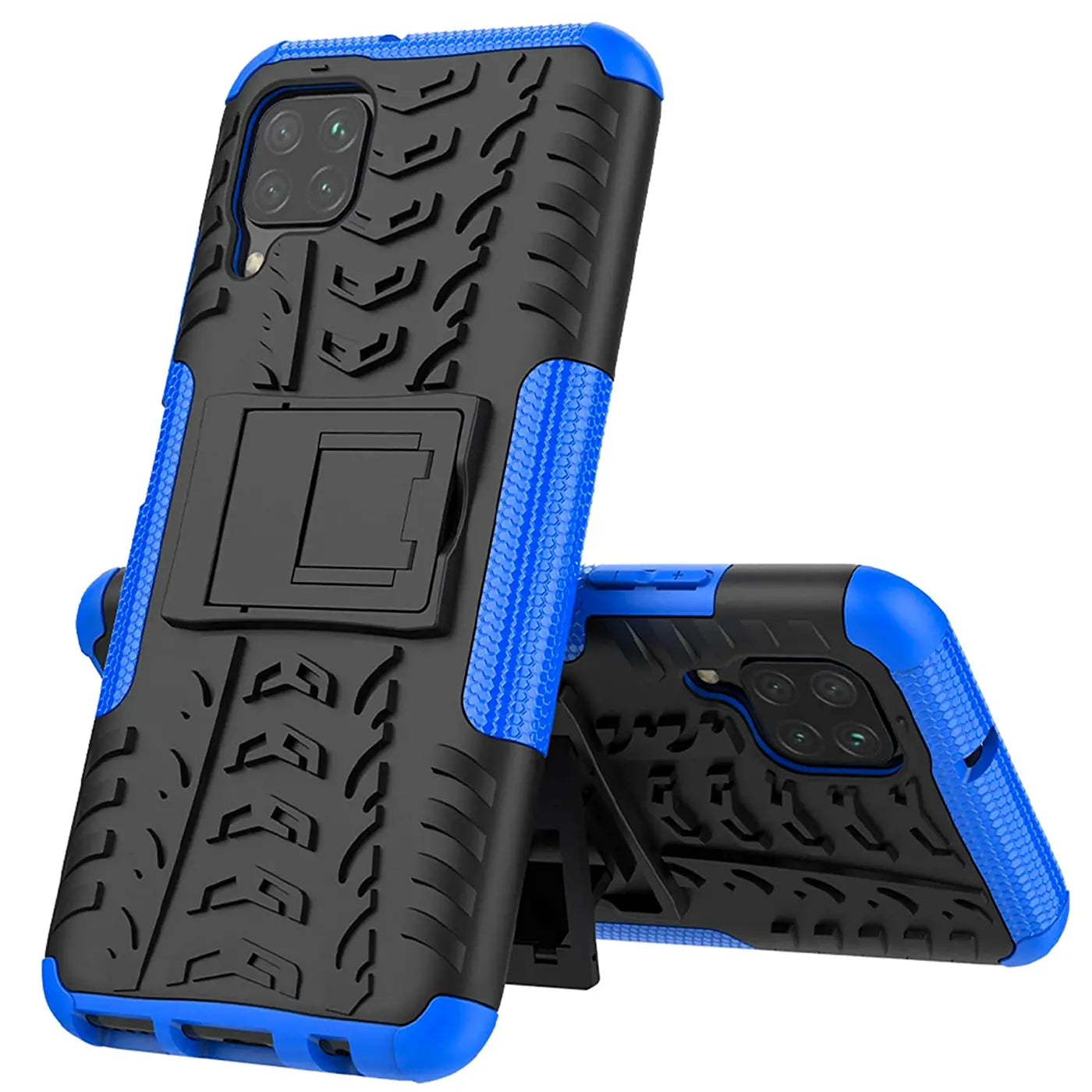 Zweiteiliges Outdoor-Handyhülle, blau/schwarz, Gummi/Kunststoff, mit Ständer, für Samsung Galaxy A12/M12