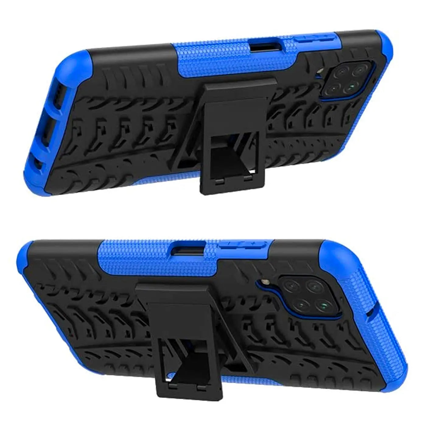 Blaue und schwarze Outdoor-Hülle mit Ständer, 2-teilig, für Samsung Galaxy A12/M12