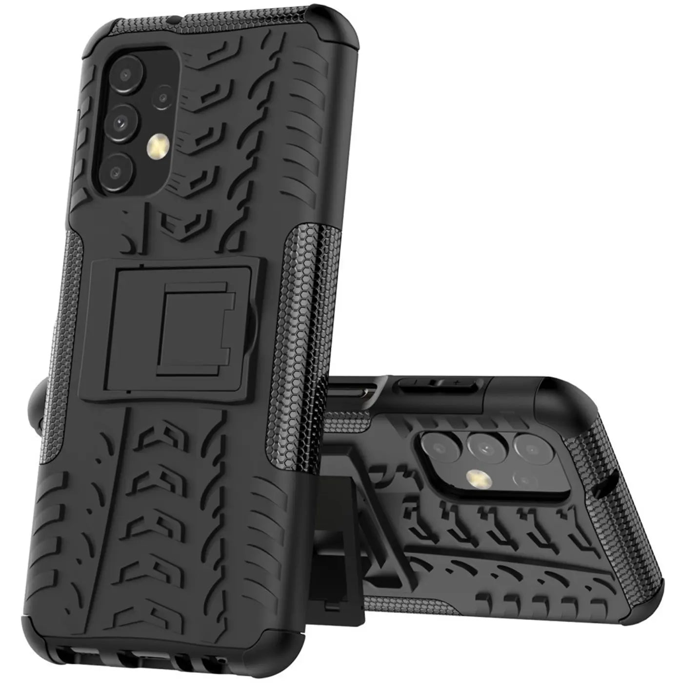 Schwarze Outdoor-Hülle für Samsung Galaxy A13 4G, 2-teilig, stoßfest, mit Ständer