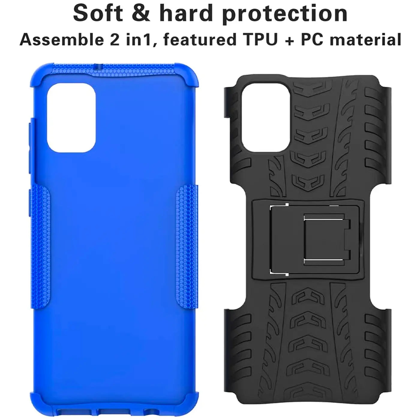 Zweiteilige Hülle für Samsung Galaxy A31, blau und schwarz, TPU/PC, von vorne