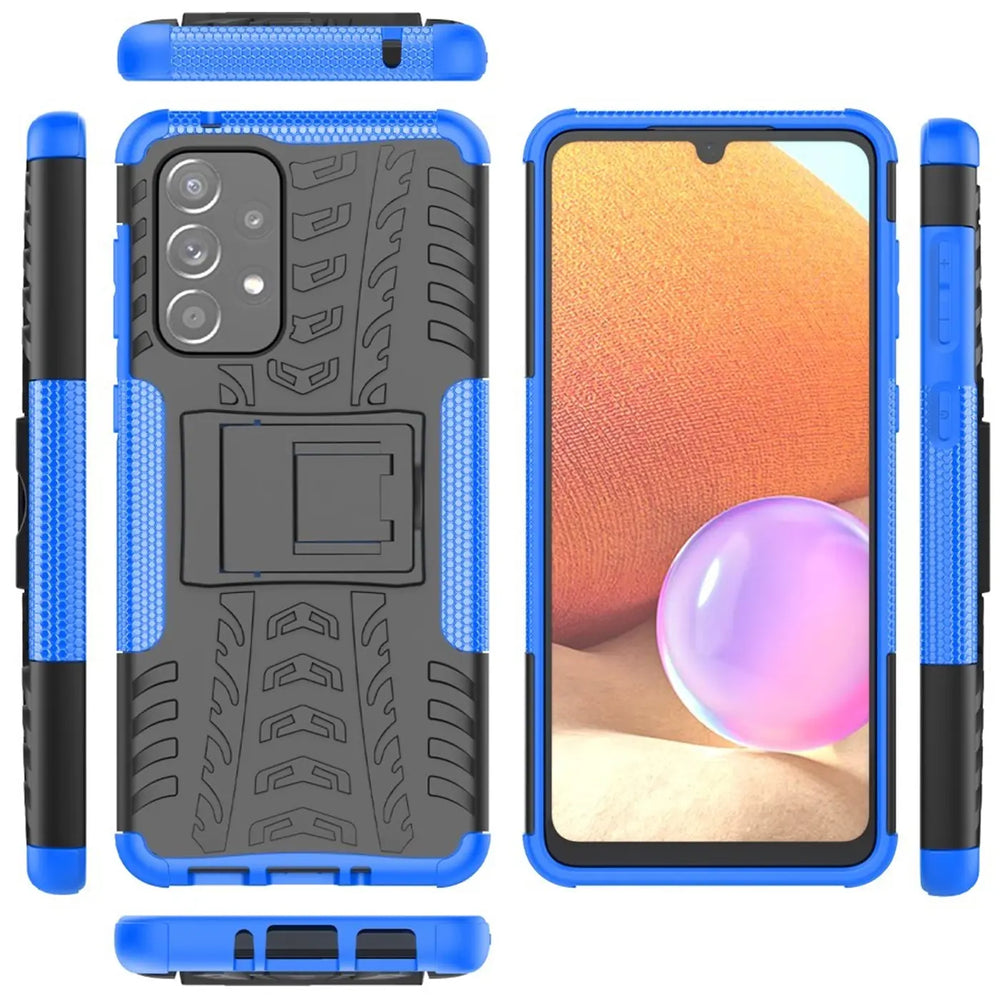 Blauer und schwarzer Hülle mit Ständer für Samsung A33 5G, 2-teilig, stoßfest