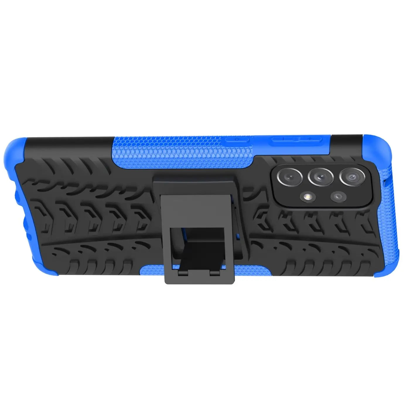 Blau/schwarze Outdoor-Hülle mit Ständer für Samsung Galaxy A33 5G, von hinten