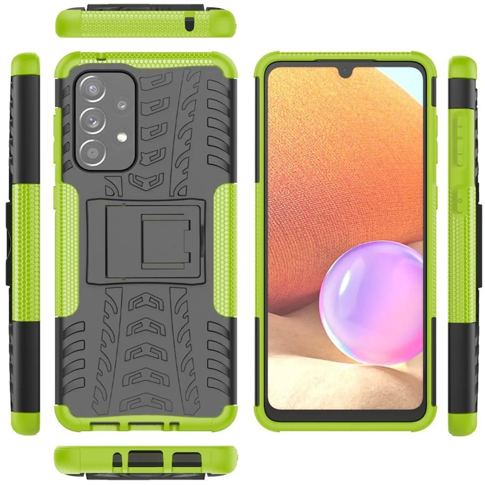 Grüne und graue Outdoor-Hülle mit Ständer für Samsung Galaxy A33 5G, 2-teilig