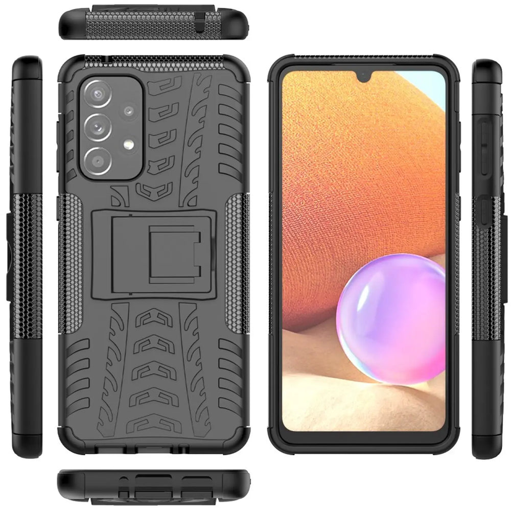 Schwarze Outdoor-Hülle aus Kunststoff für Samsung Galaxy A33 5G, 2-teilig, mit Ständer