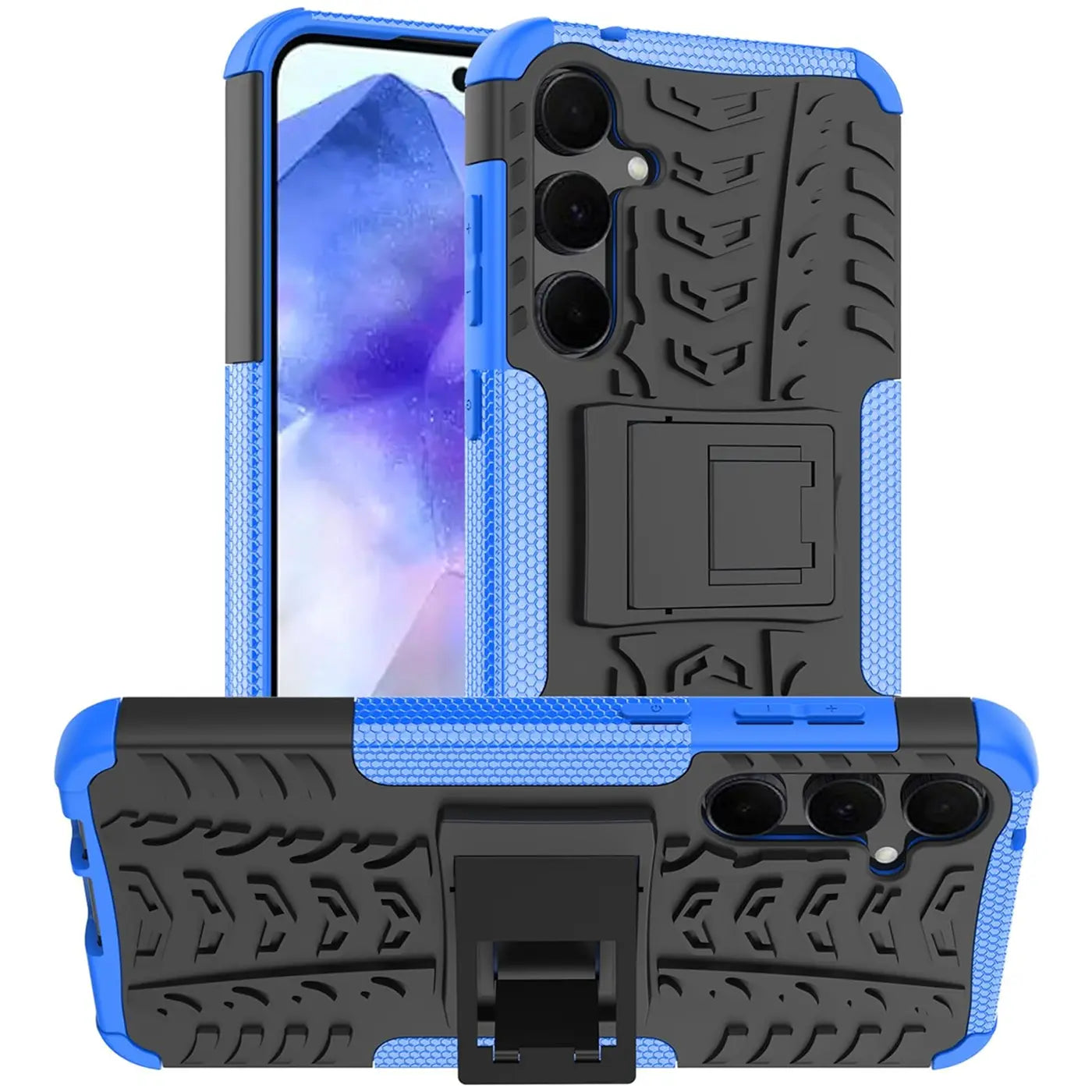 Blaue und schwarze Outdoor-Hülle für Samsung Galaxy A36 5G, 2-teilig, stoßfest.