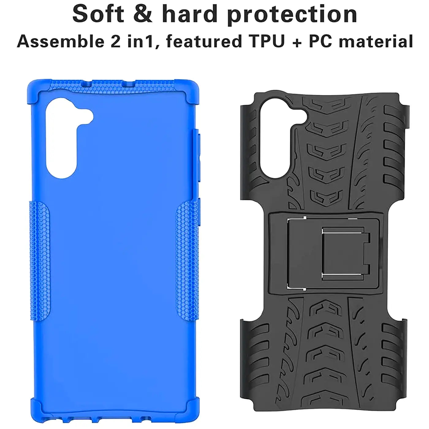 Blaue und schwarze Handyhülle für Samsung Galaxy Note 10, 2-teilig, TPU+PC, von vorne