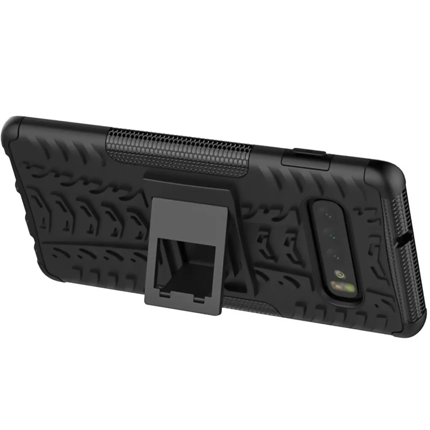 Schwarze Hülle aus Kunststoff mit Ständer für Samsung Galaxy S10, Rückansicht