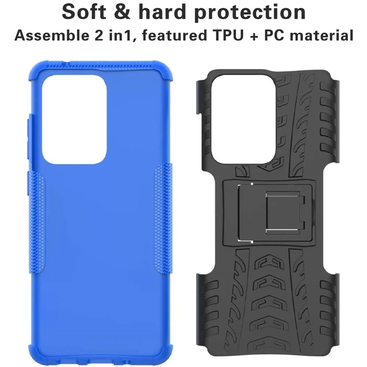 Blaue und schwarze 2-teilige Handyhülle aus TPU/PC, mit Ständer, für Samsung S20 Ultra