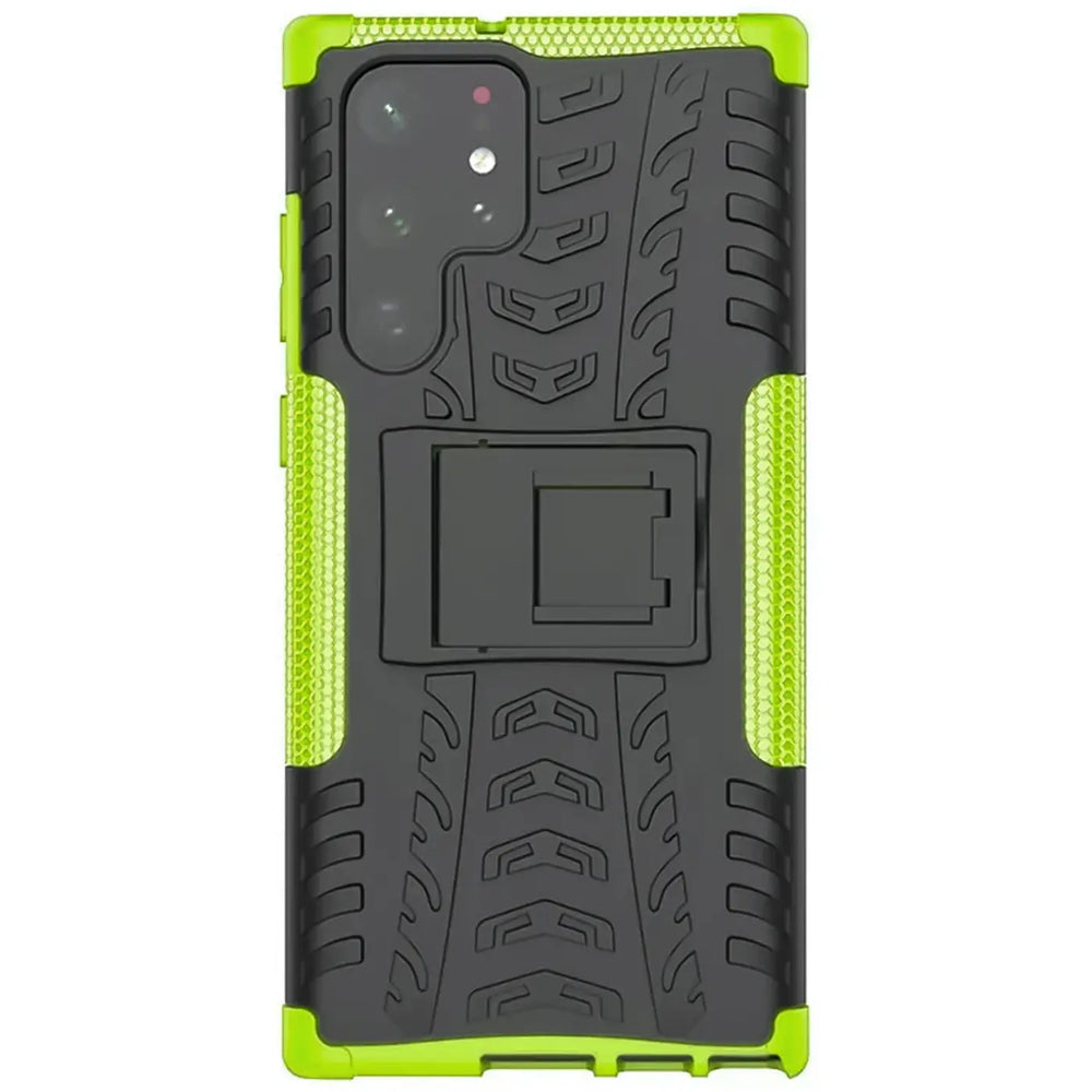 Sturzsichere, robuste Outdoor Handyhülle für Samsung Galaxy S22 Ultra in Grün