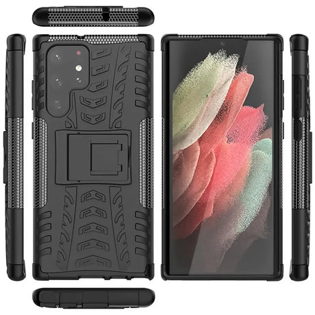Sturzsichere, robuste Outdoor Handyhülle für Samsung Galaxy S22 Ultra in Schwarz