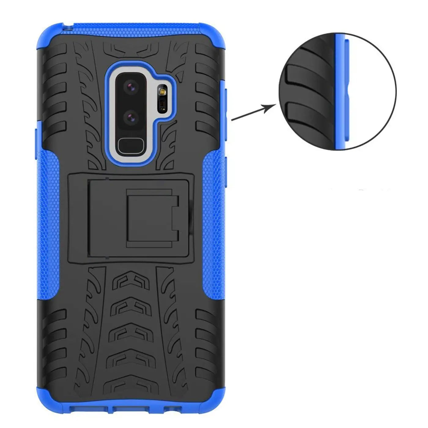 Schwarze und blaue Outdoor-Hülle für Samsung Galaxy S9 mit Ständer, 2-teilig, stoßfest.