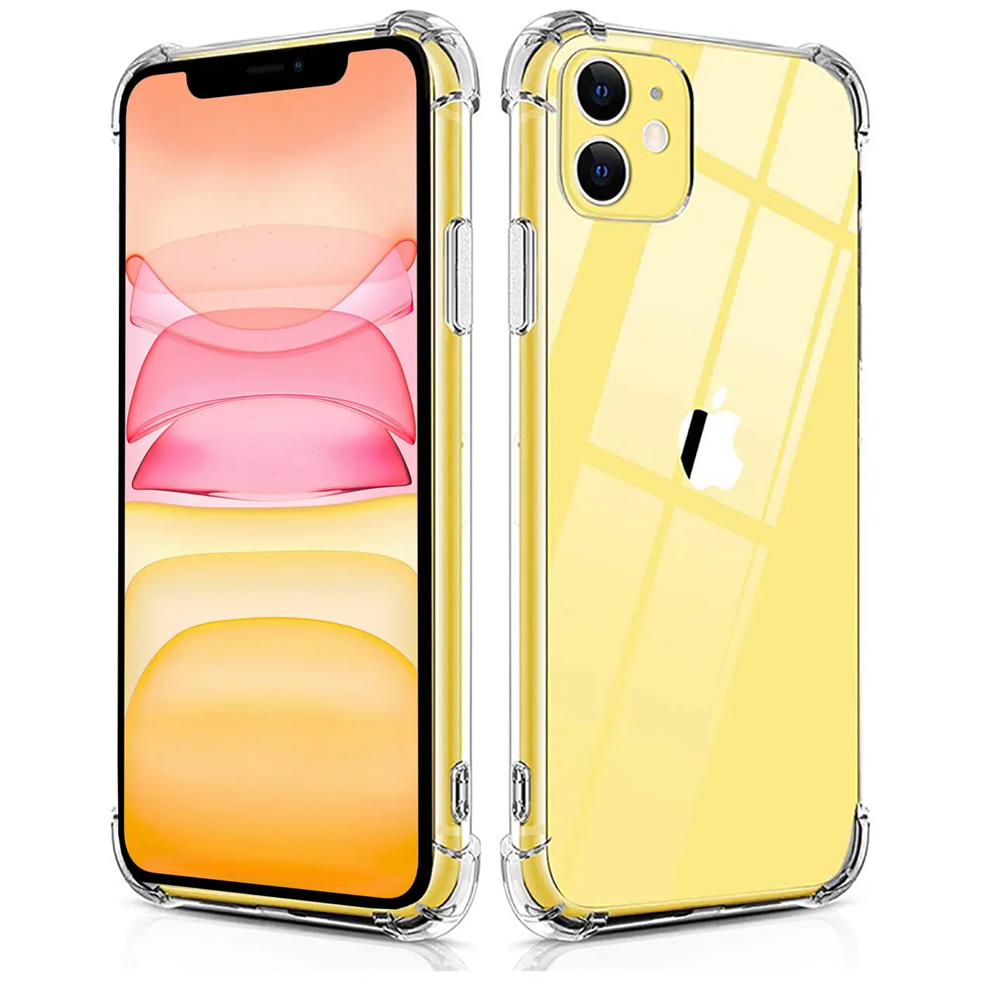 iPhone 11 Hülle, transparent, stoßfest, Vorder- und Rückansicht
