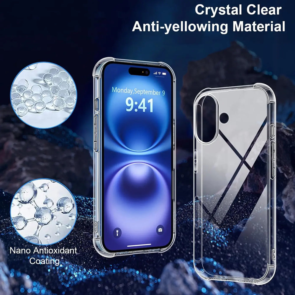 Stoßdämpfende, durchsichtige Handyhülle für iPhone 16