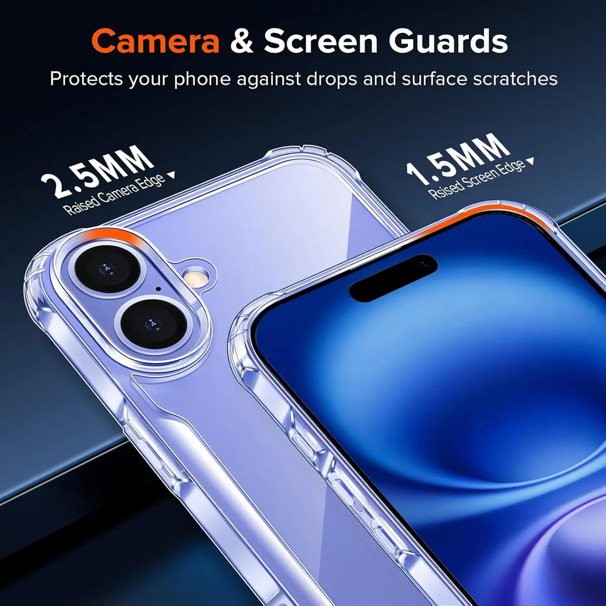 Stoßdämpfende, durchsichtige Handyhülle für iPhone 16 Plus