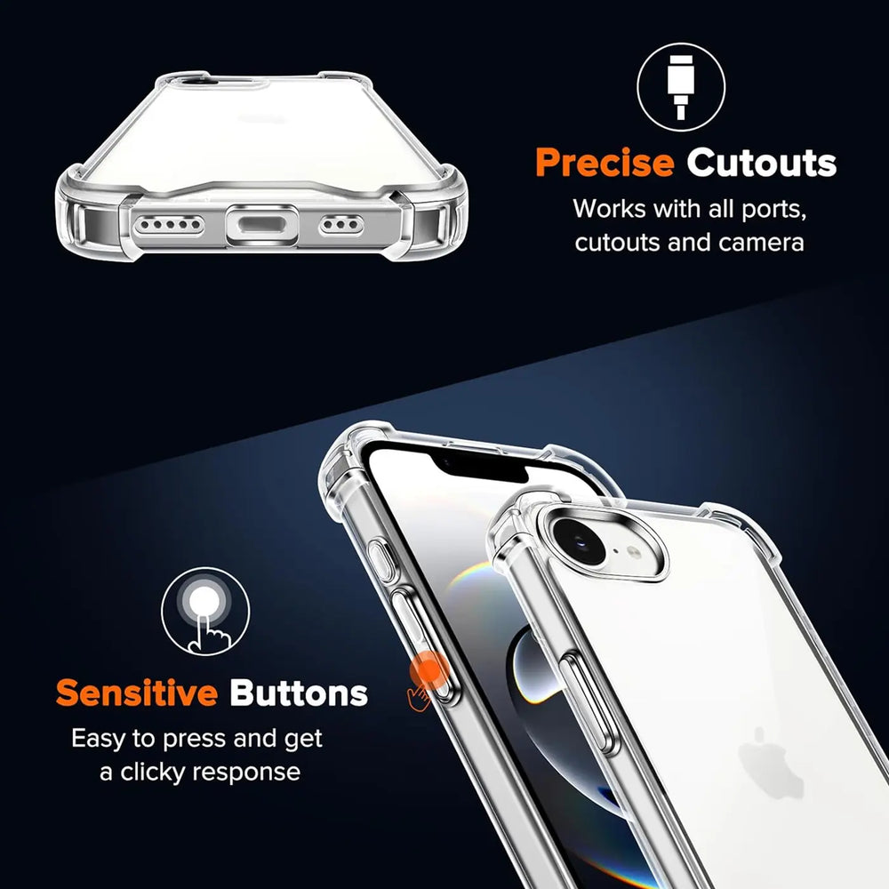 Stoßdämpfende, durchsichtige Handyhülle für Apple iPhone 16e