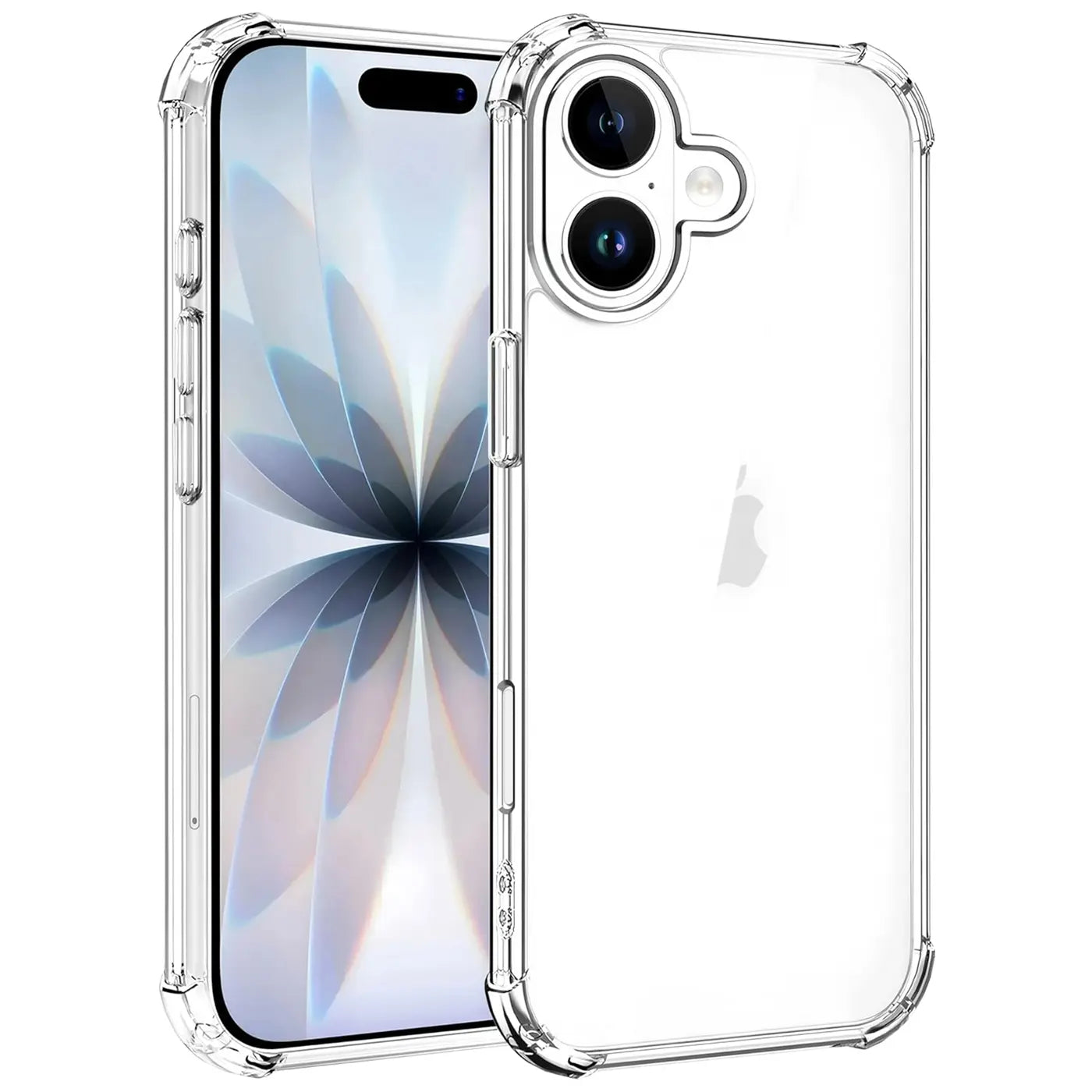 Transparente Hülle aus Kunststoff, schützt iPhone 17, Seitenansicht.