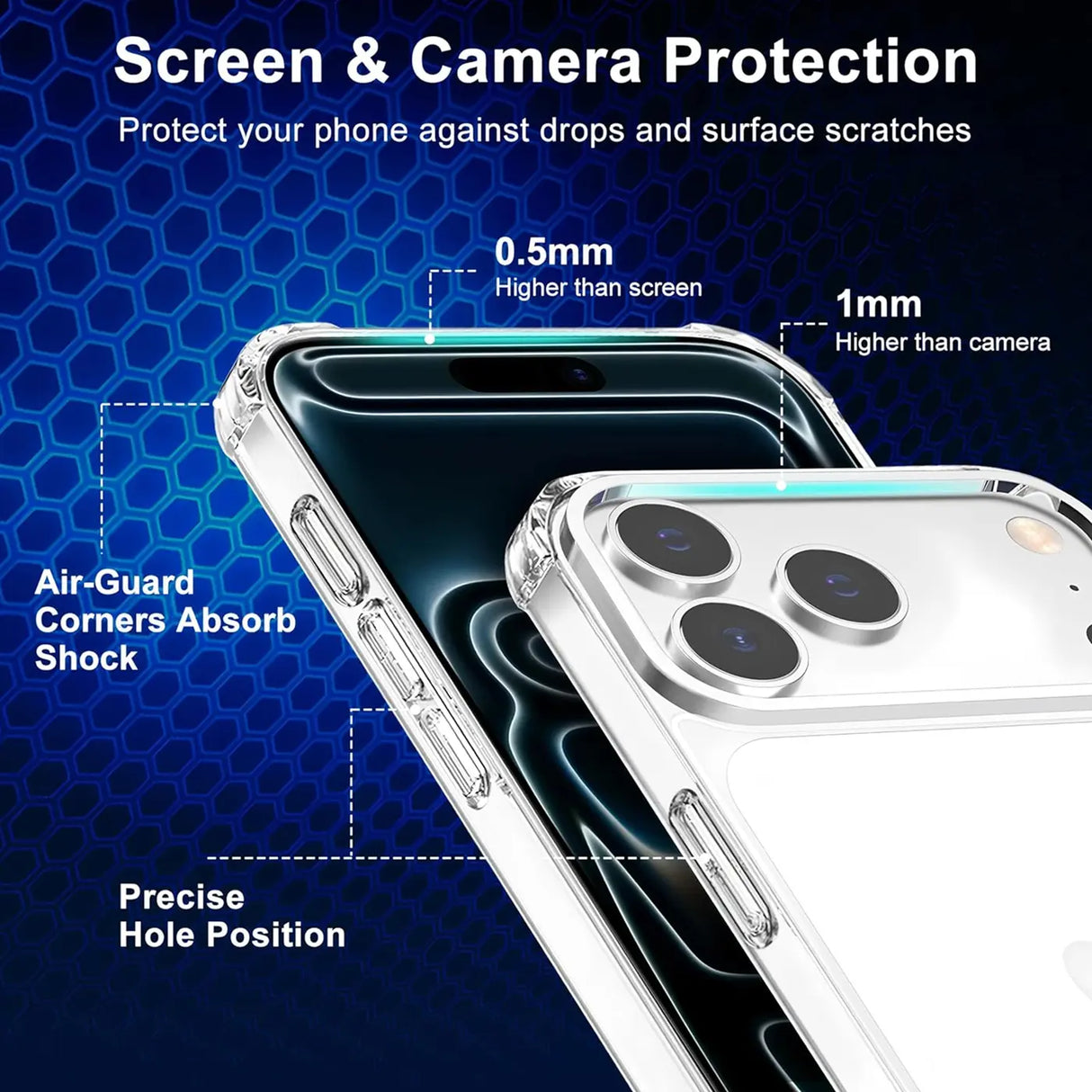 Stoßdämpfende, durchsichtige Handyhülle für iPhone 17 Pro