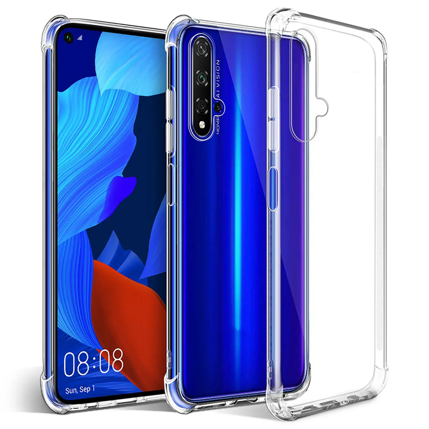 Transparente Silikonhülle mit verstärkten Ecken für Huawei Nova 5T, Seitenansicht