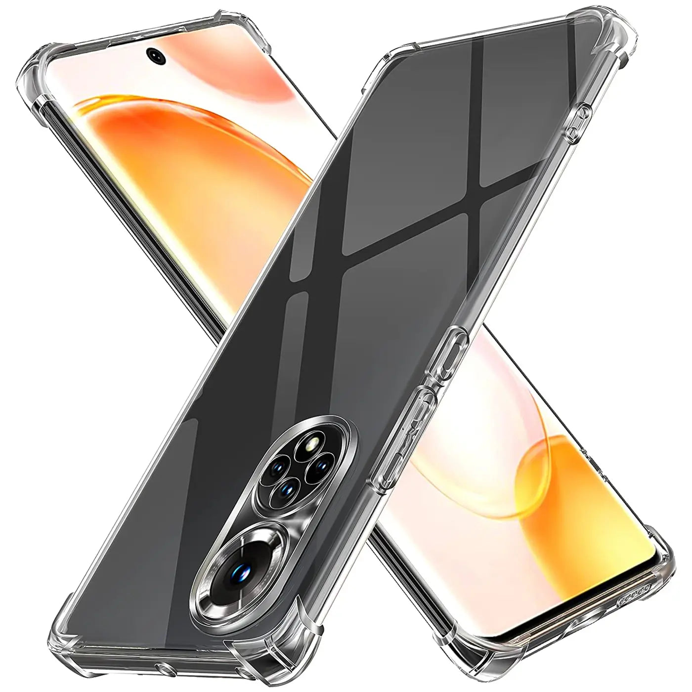 Transparente Hülle aus Kunststoff, schützt Huawei Nova 9 / Honor 50. Von schräg oben.
