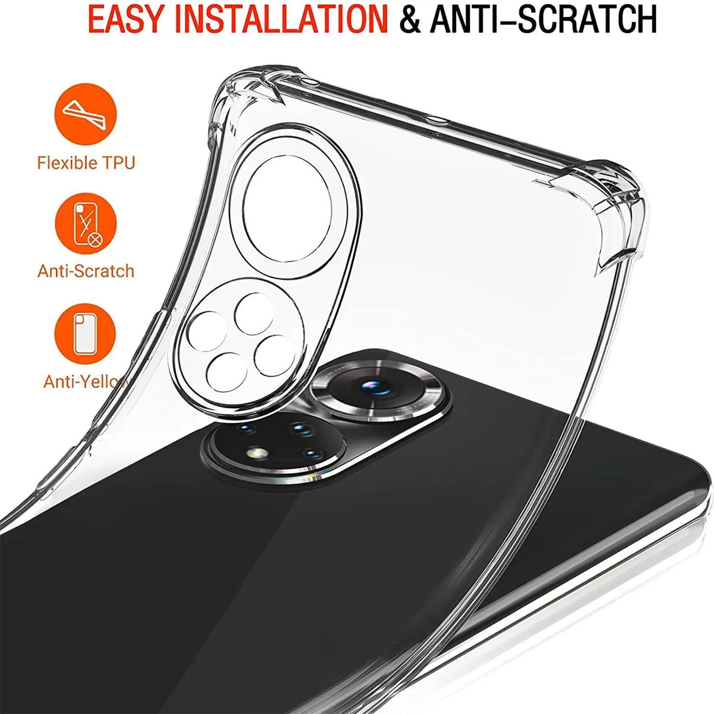 Transparente TPU-Hülle über Huawei Nova 9/Honor 50 Rückseite, Nahaufnahme