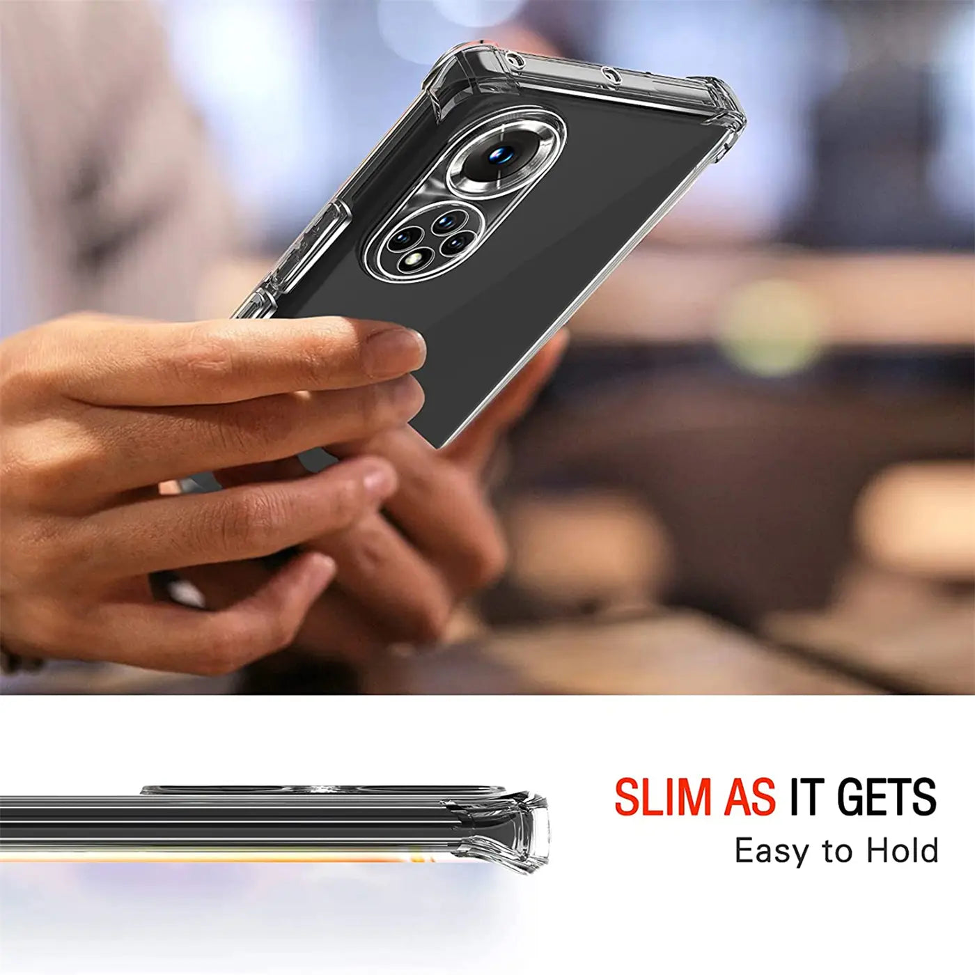 Transparente Hülle aus Kunststoff, die ein Huawei Nova 9 / Honor 50 schützt.