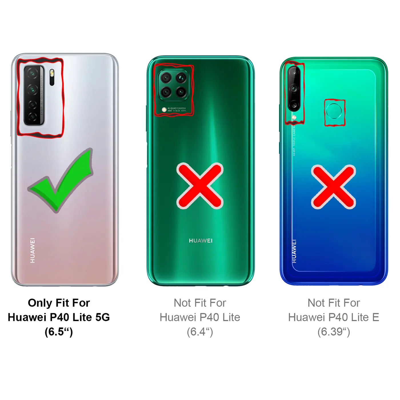 Rückseite Huawei P40 Lite 5G (6.5"), grün, rot, blau, Kameras.