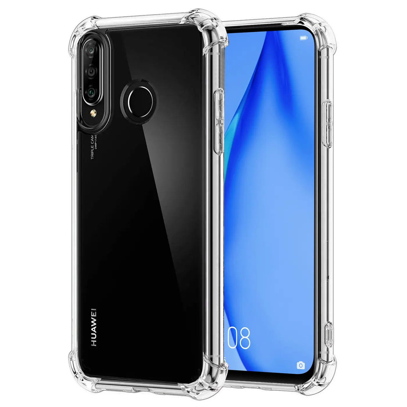 Transparente, stoßfeste Hülle aus Kunststoff um ein Huawei P40 Lite E.