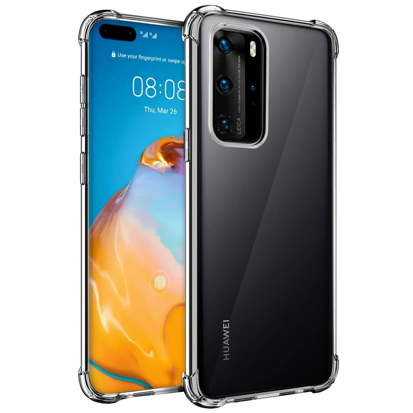 Klar, stoßfeste Hülle aus transparentem Kunststoff für Huawei P40 Pro, von vorne/seitlich