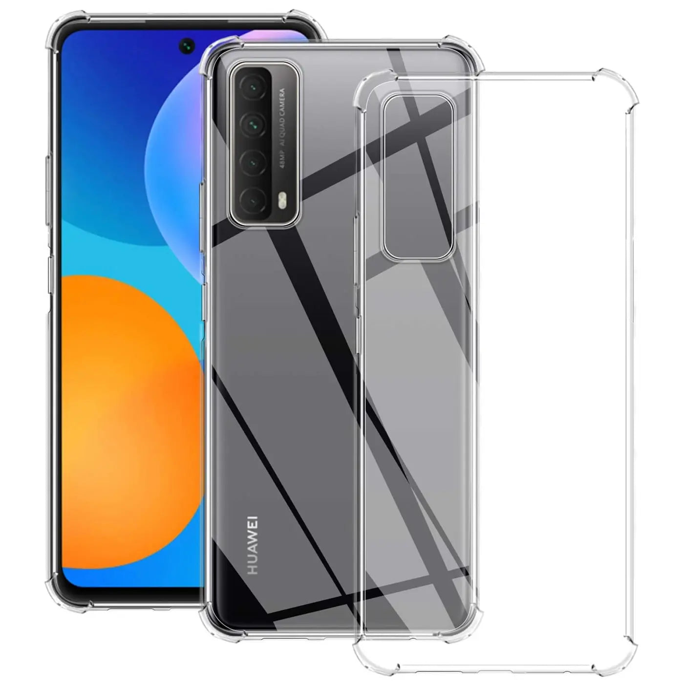Transparente Silikonhülle für Huawei P Smart 2021, Vorder- und Rückansicht