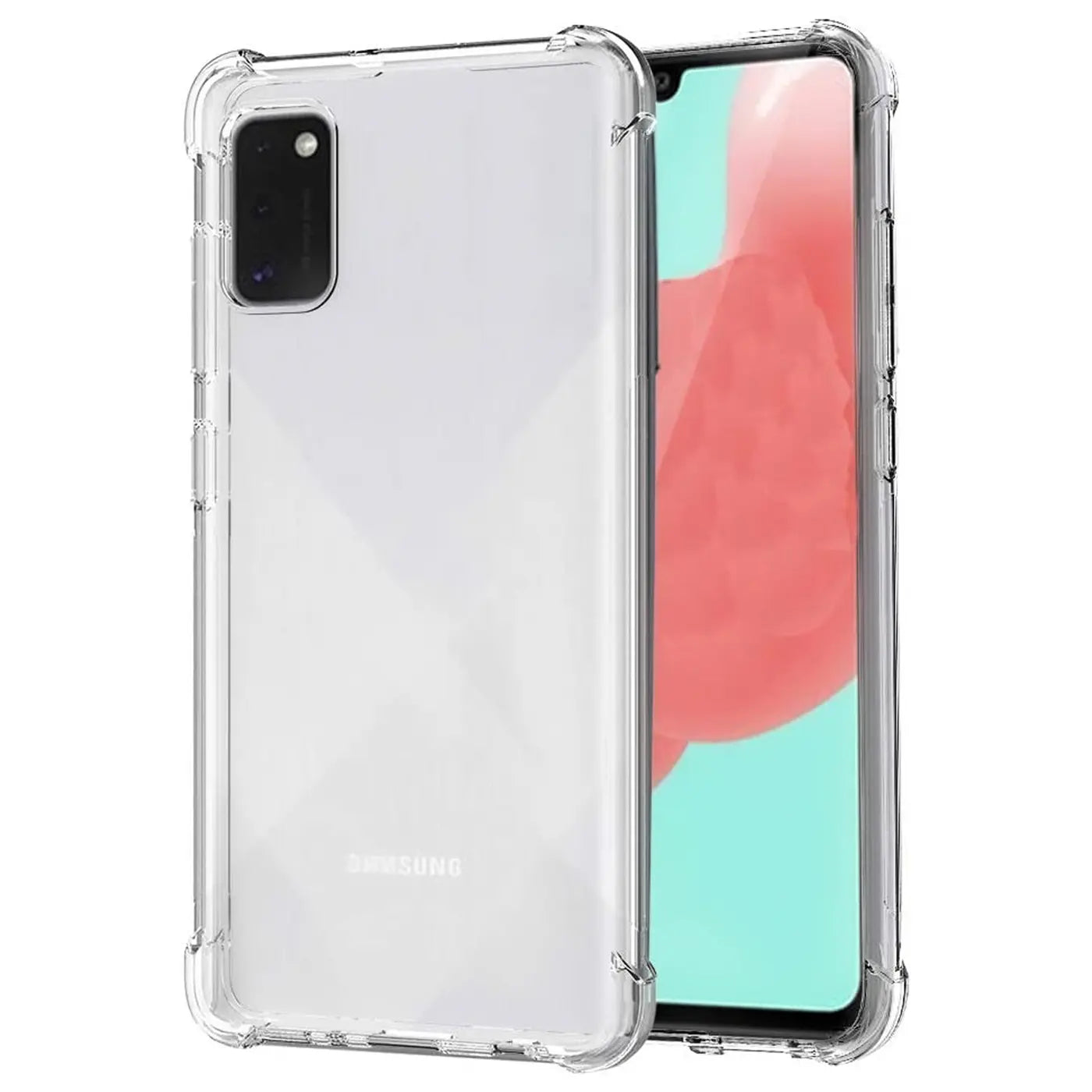 Transparente, stoßfeste Hülle aus Kunststoff für Samsung Galaxy A02S, Vorder- und Rückansicht