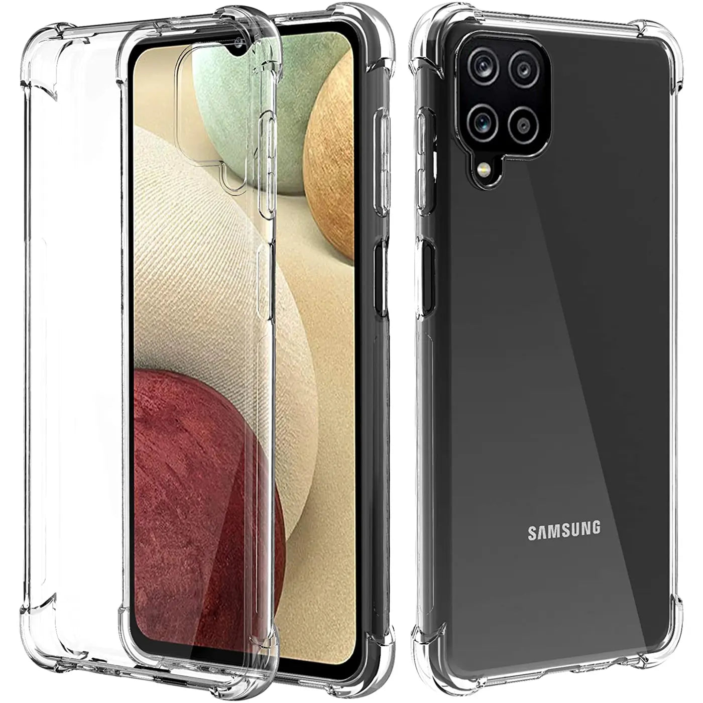 Klare, stoßfeste Hülle aus TPU für Samsung Galaxy A12/M12, Vorder- und Rückansicht