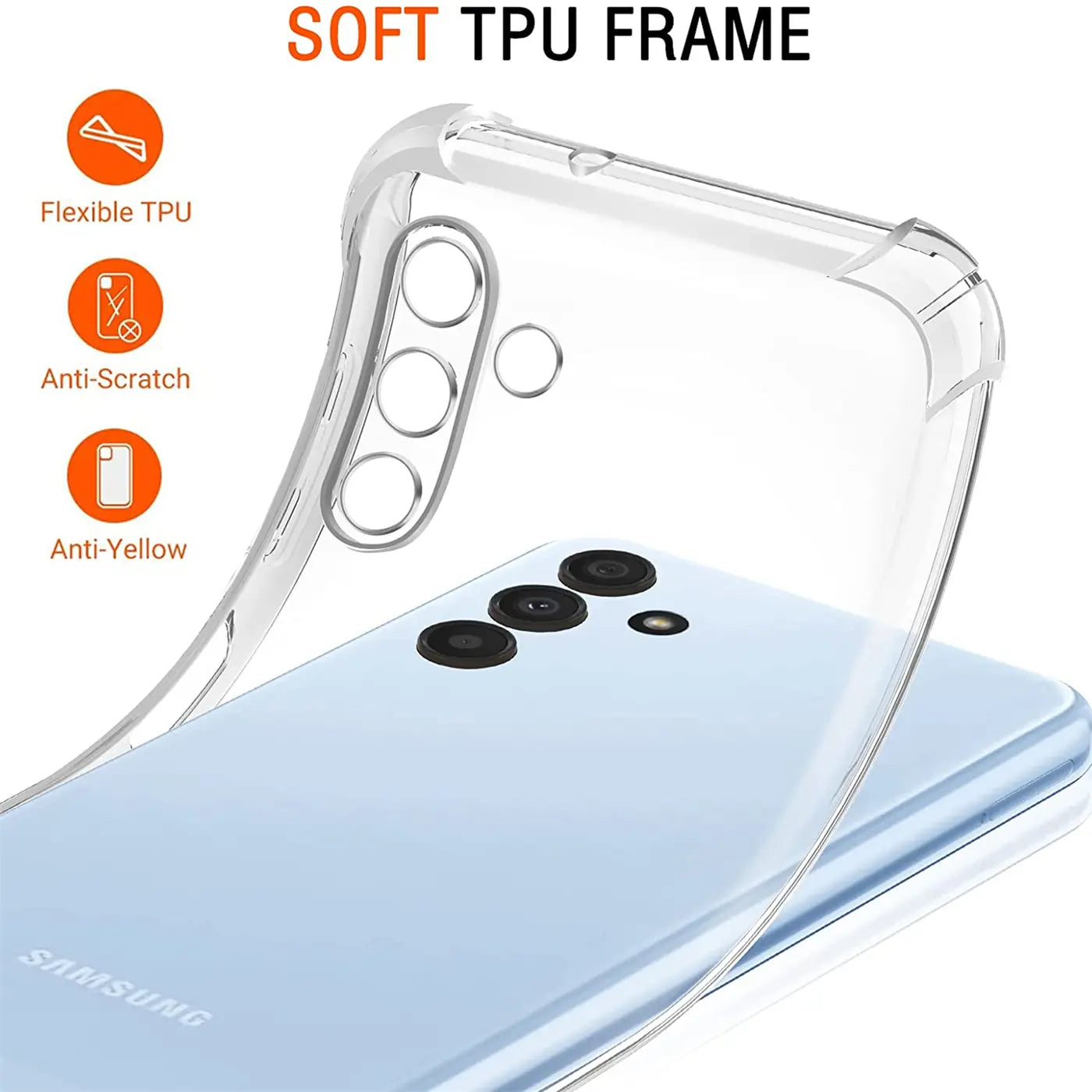 Transparente TPU-Hülle über Samsung Galaxy A13 5G/A04s, Nahaufnahme, Rückseite