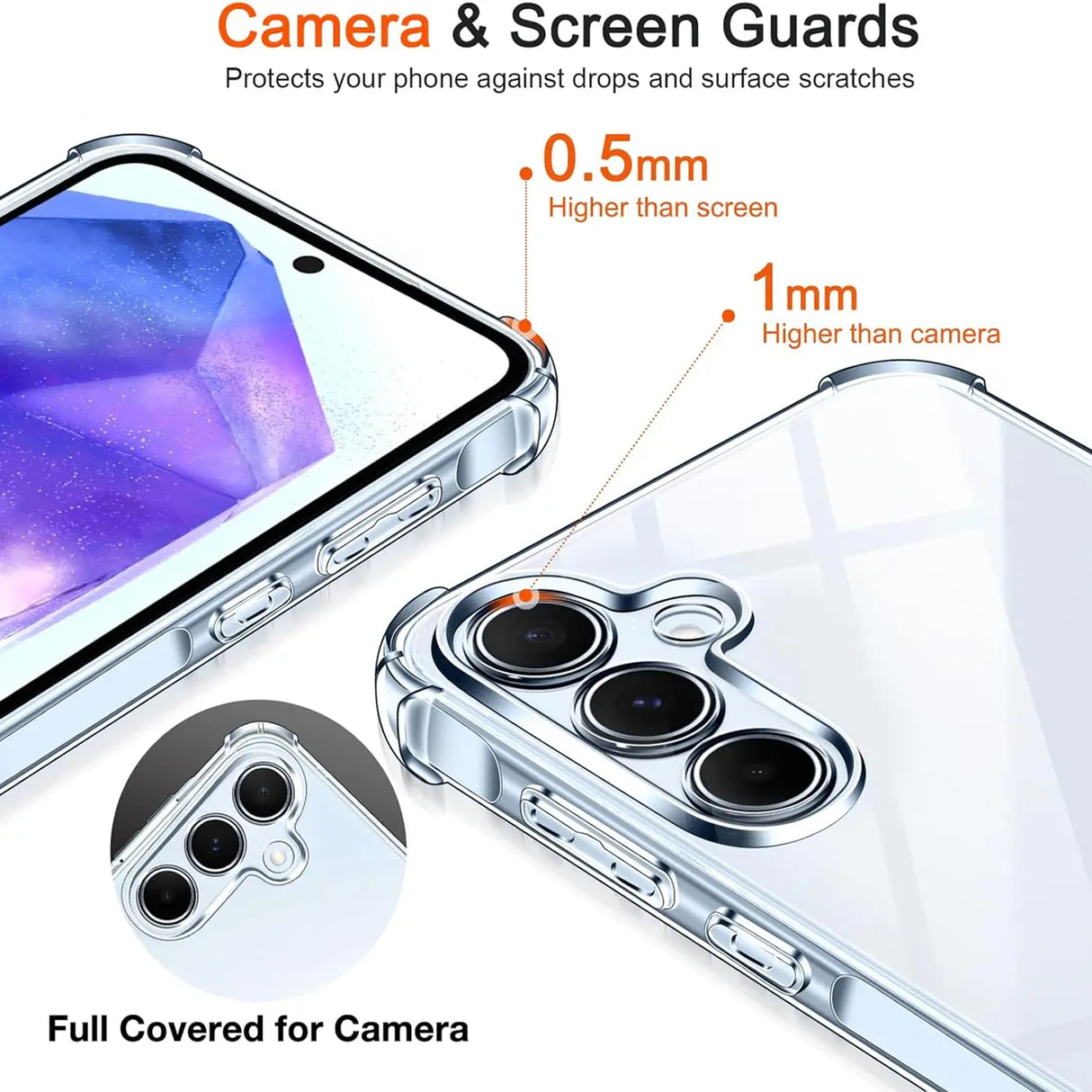 Stoßdämpfende, durchsichtige Handyhülle für Samsung Galaxy A55 5G