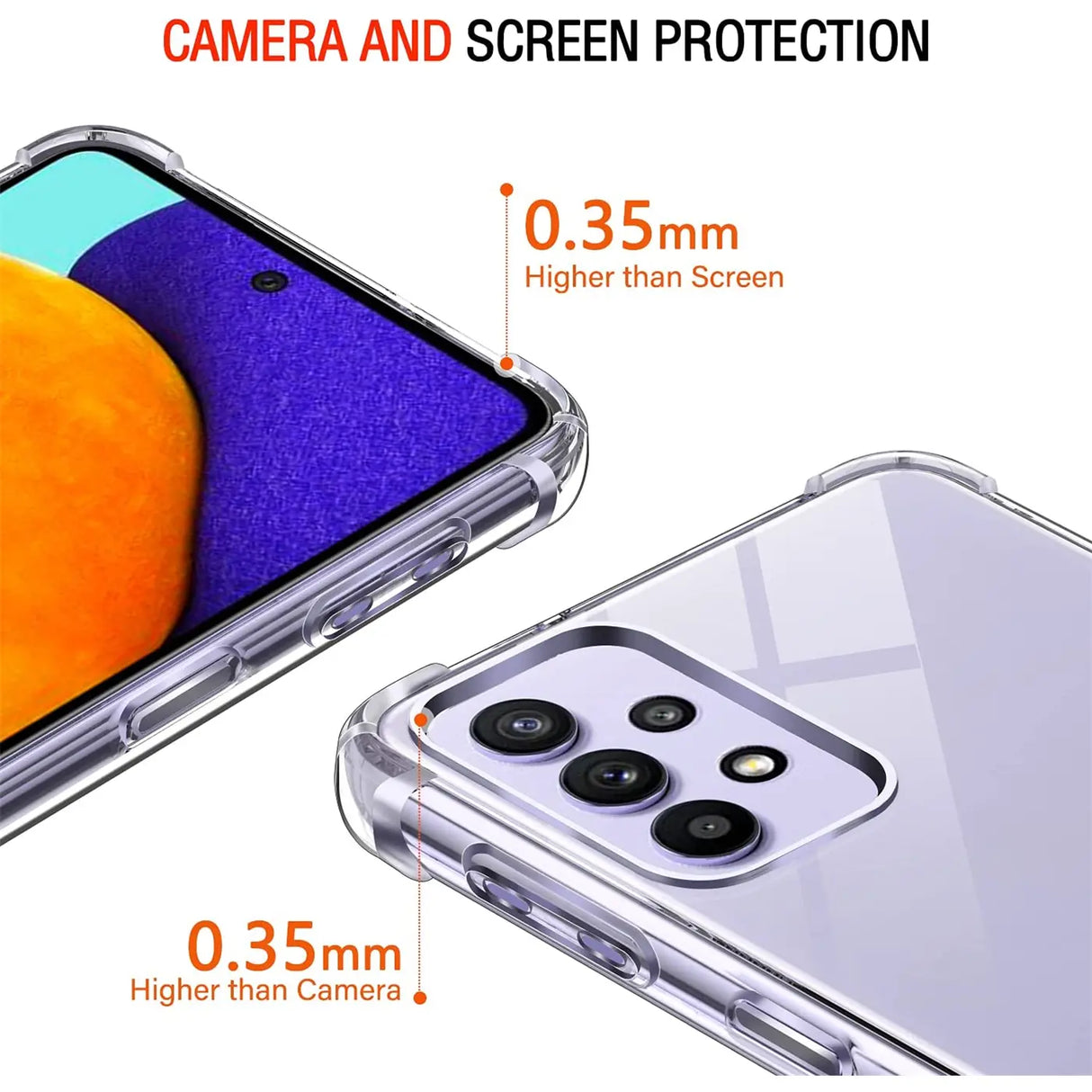 Stoßdämpfende, durchsichtige Handyhülle für Samsung Galaxy A72