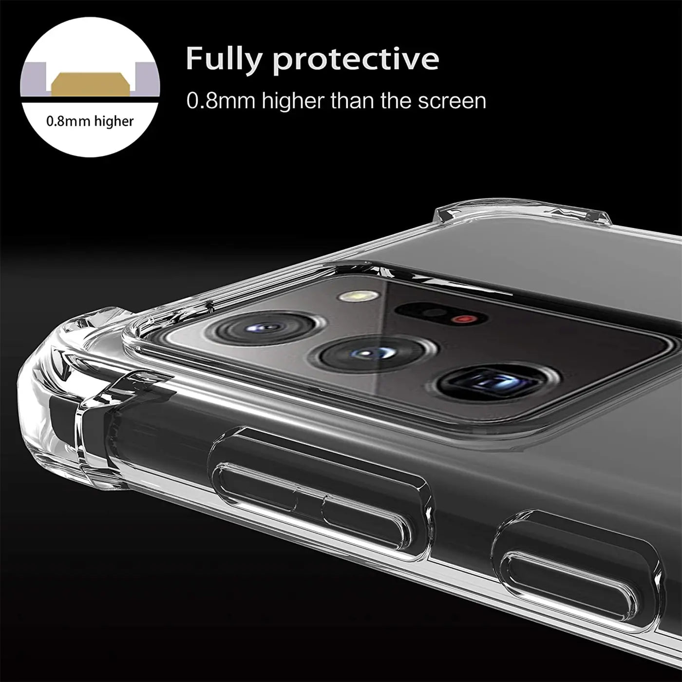 Samsung Galaxy Note 20 Ultra: Klare Hülle, transparent, Nahaufnahme, stoßfest