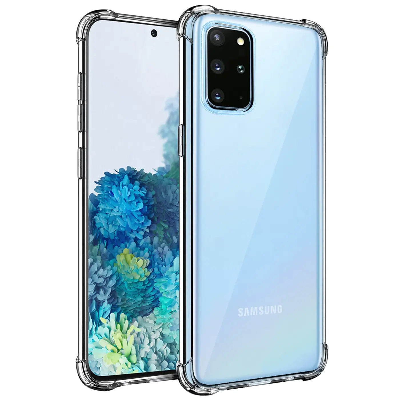 Transparente Hülle aus Kunststoff, schützt Samsung Galaxy S20 Plus, Seitenansicht.