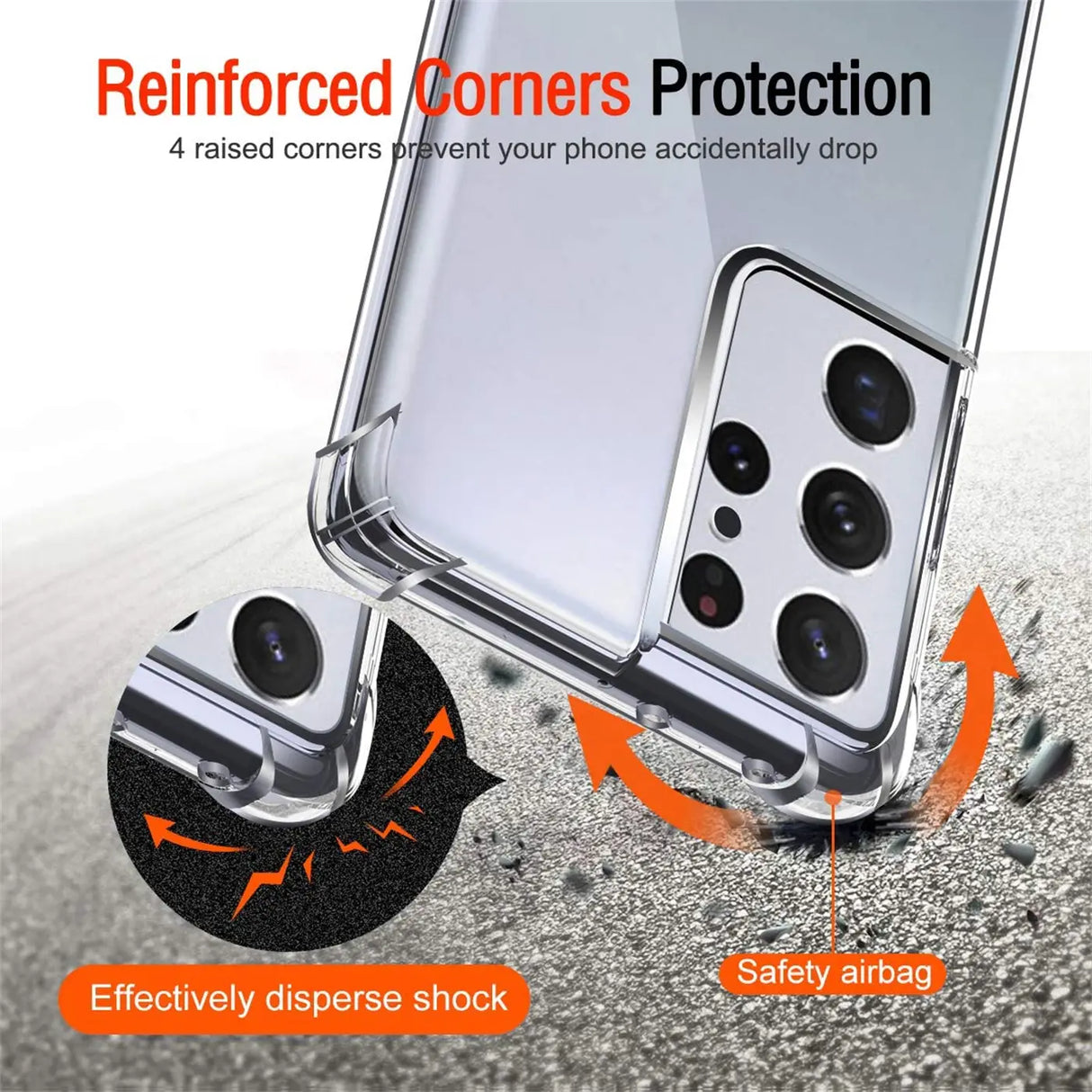 Stoßdämpfende, durchsichtige Handyhülle für Samsung Galaxy S21 Ultra