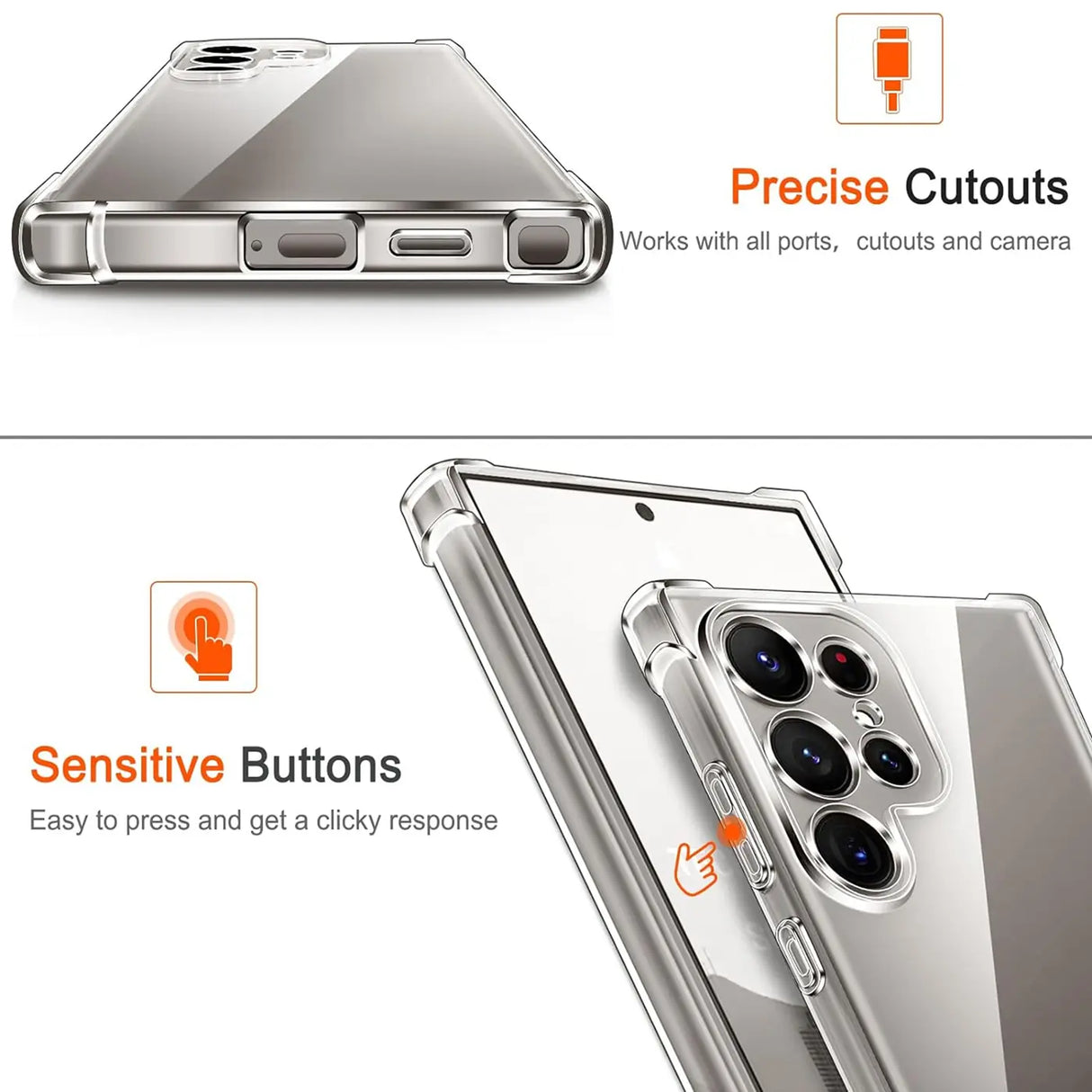 Stoßdämpfende, durchsichtige Handyhülle für Samsung Galaxy S24 Ultra