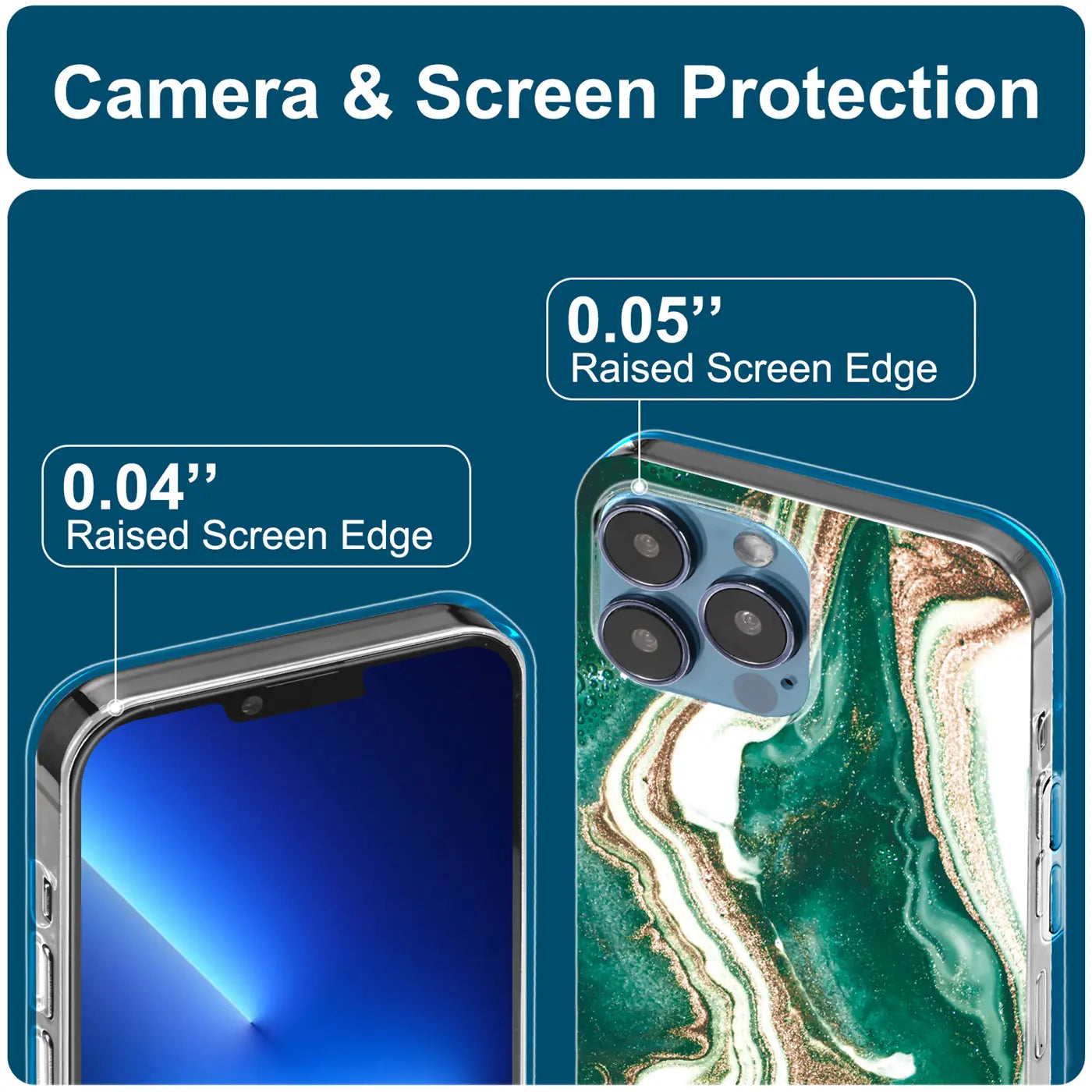 iPhone 11 Pro Hülle, Marmor- & Sanddesign, grün/gold, von hinten/oben, klare Kanten