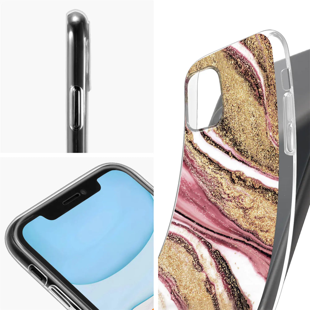 iPhone 12 Mini Hülle, Marmor & Sand Design, transparent, Nahaufnahme
