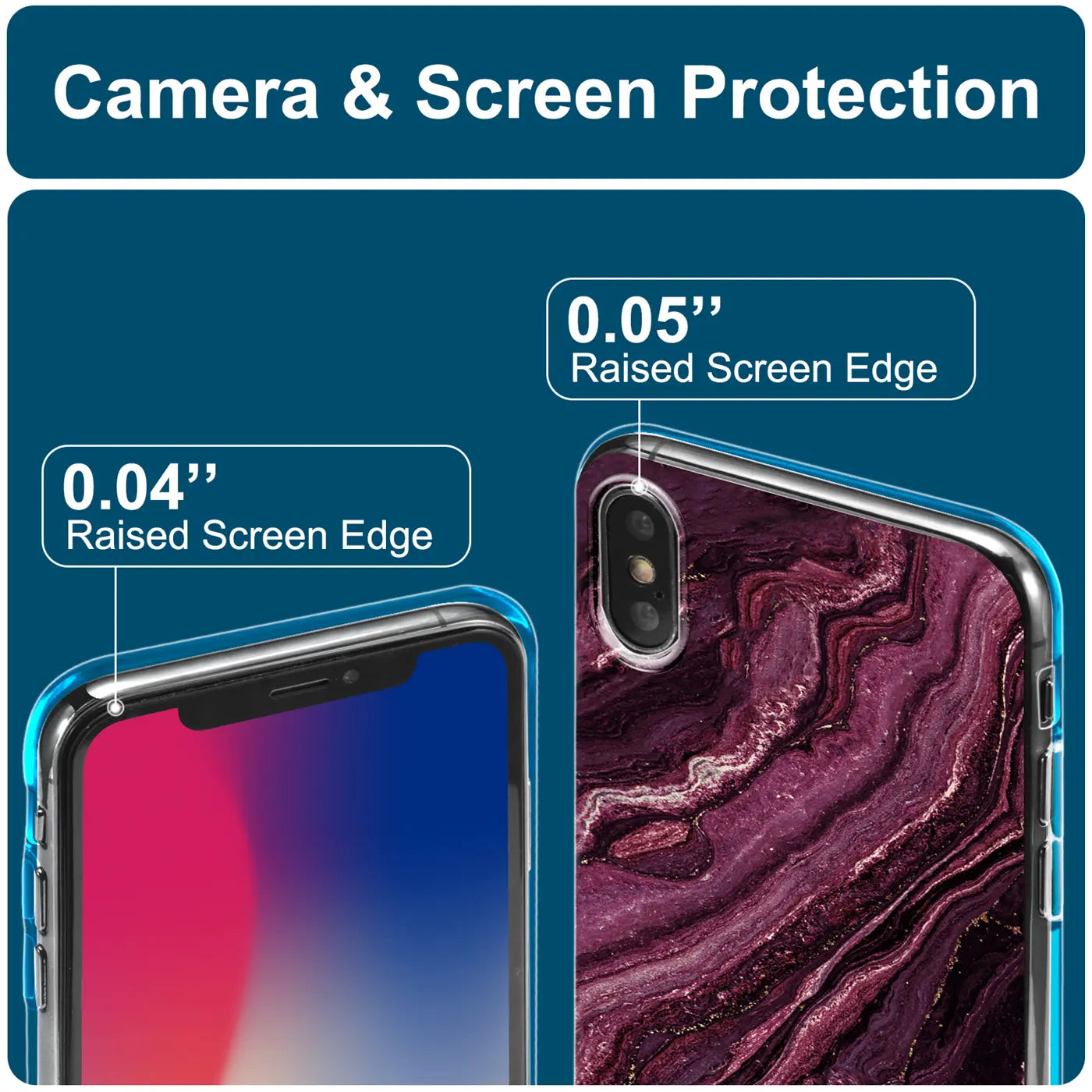 Lila Marmor-Design Hülle aus Kunststoff für iPhone, Rückansicht.