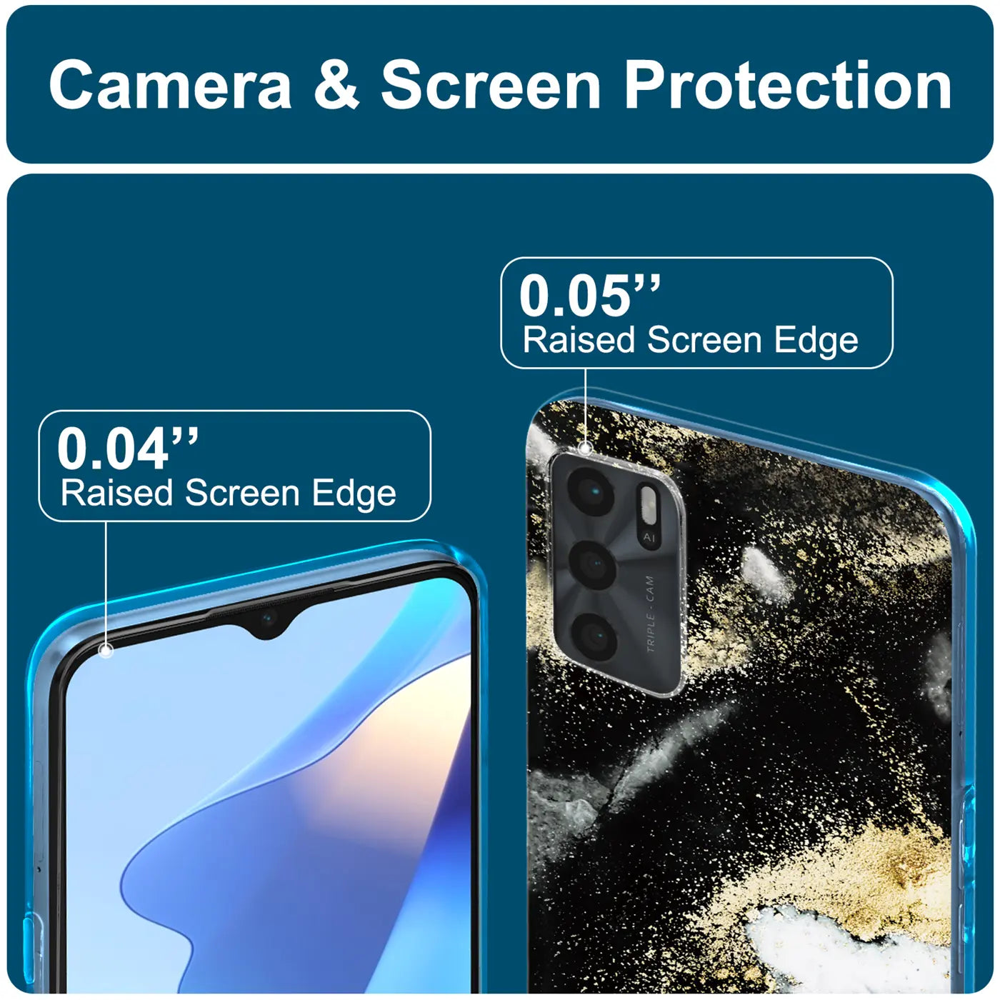 OPPO A16/A16s Hülle, Marmor-Sand-Design, Rückseite, Nahaufnahme