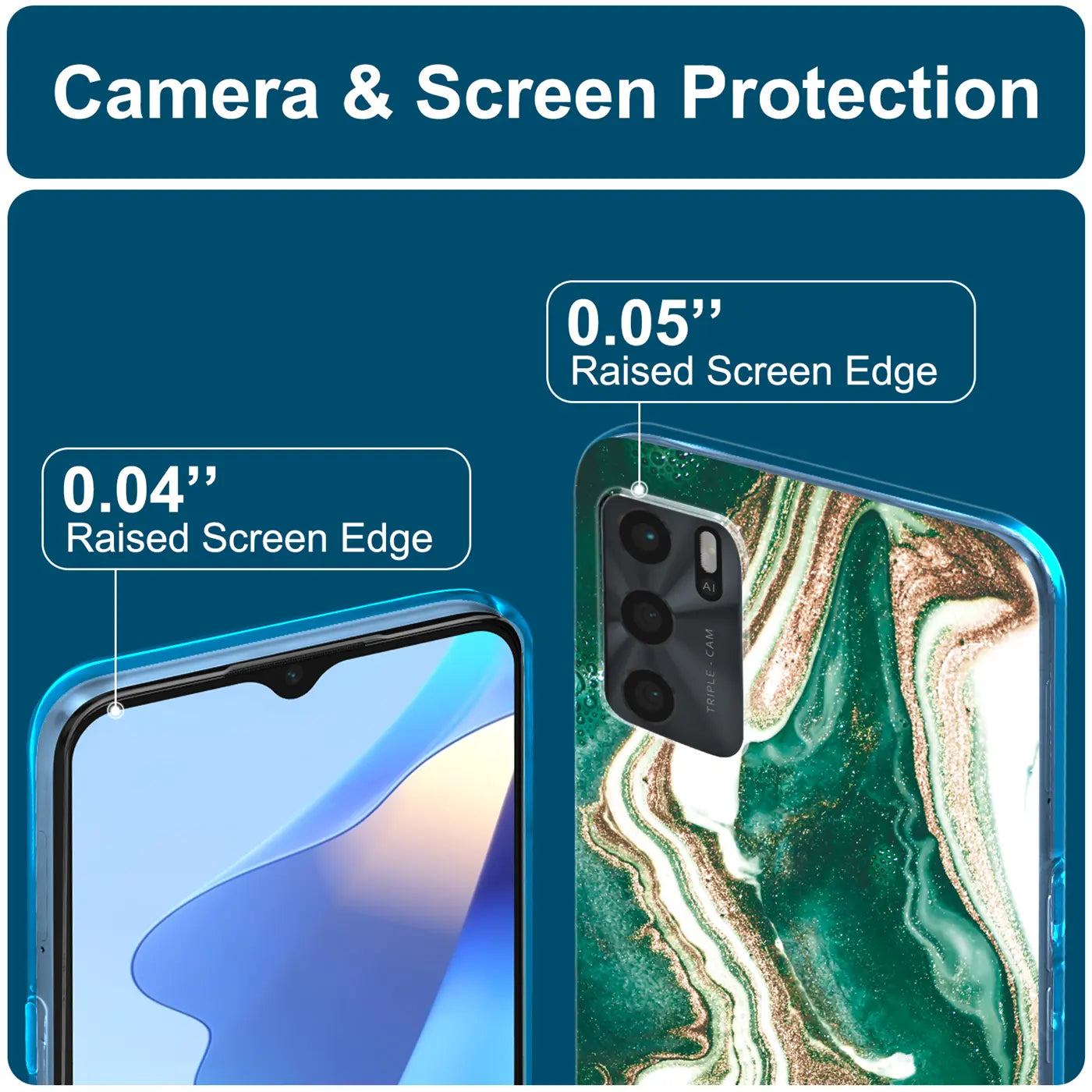 Grüne Marmor-Handyhülle mit Sanddesign, Nahaufnahme, OPPO A16 / A16s