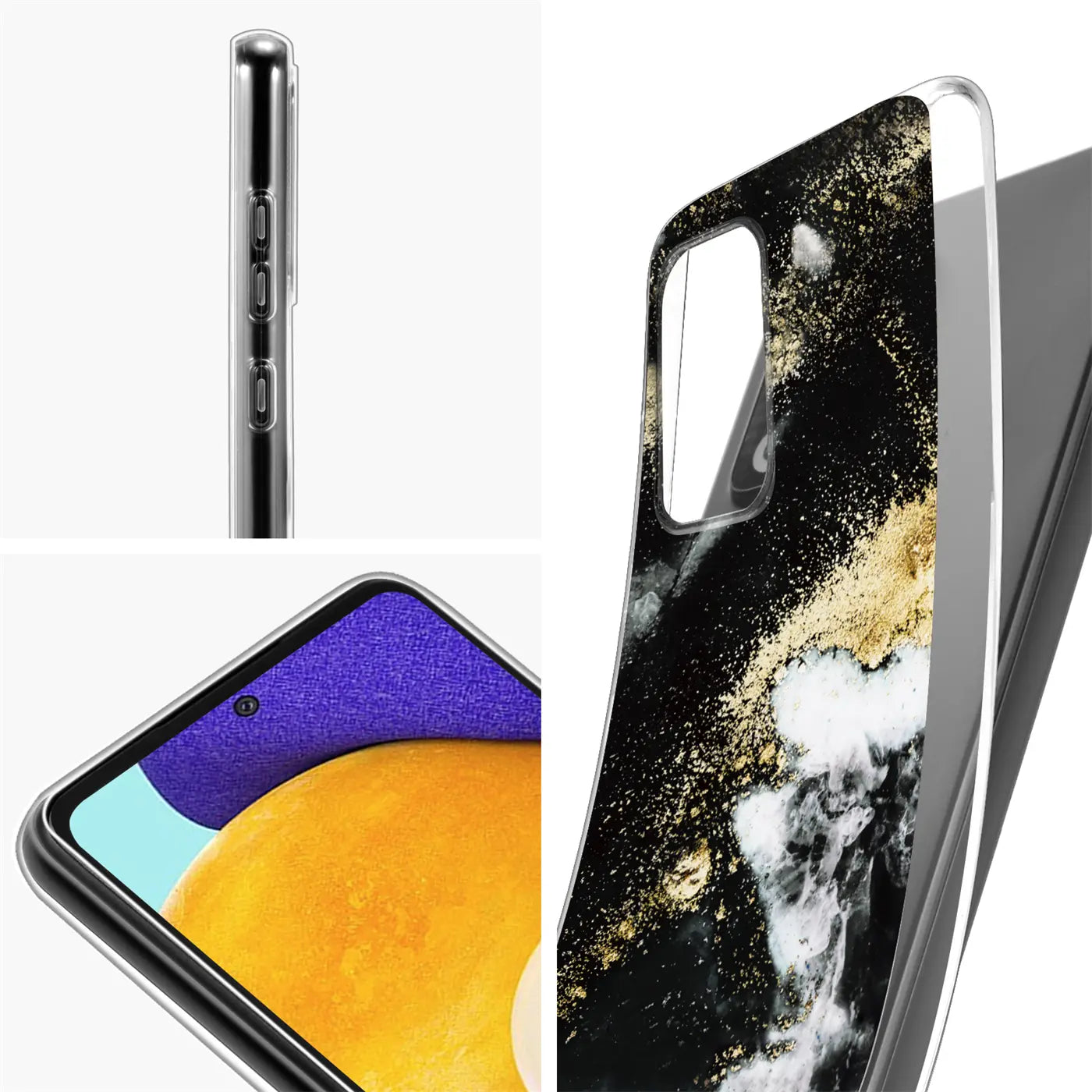 Schwarze Marmor-Sand-Hülle, transparent, Nahaufnahme, Samsung Galaxy A13 4G