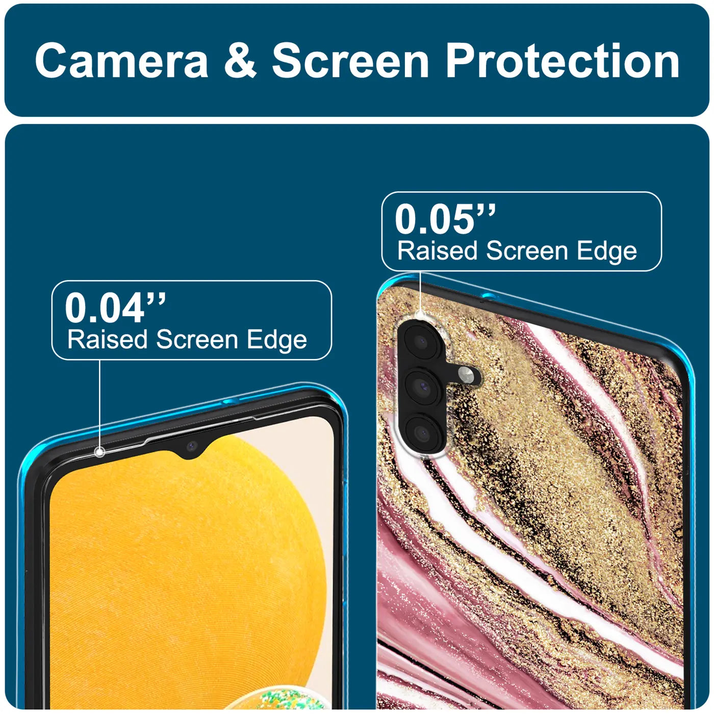 Samsung Galaxy A13 5G/A04s Hülle, Marmor-Design, Nahaufnahme, Rückseite & Vorderseite
