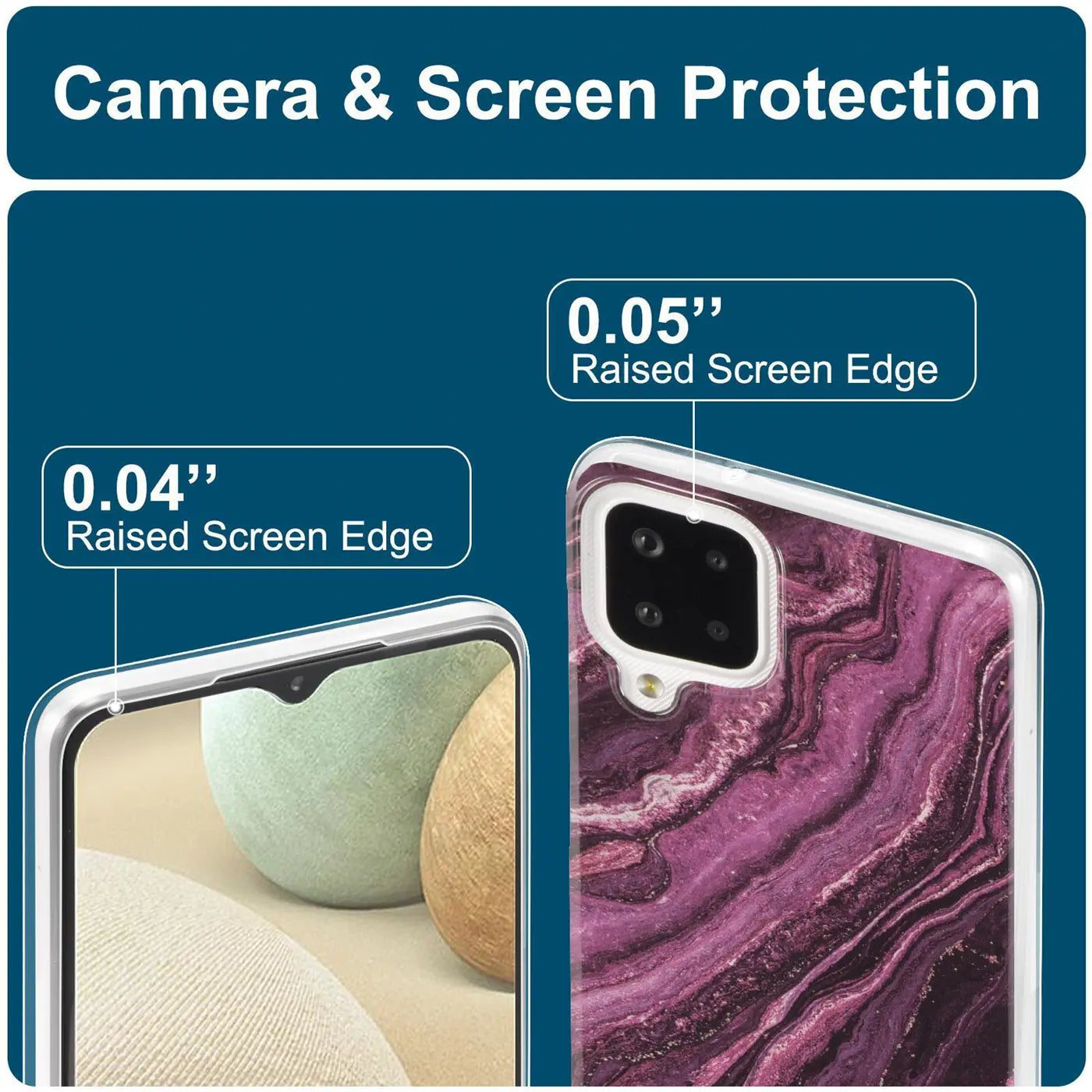 Lila Marmor-Design Hülle für Samsung Galaxy A22 4G/M32/M22, Nahaufnahme Rückseite