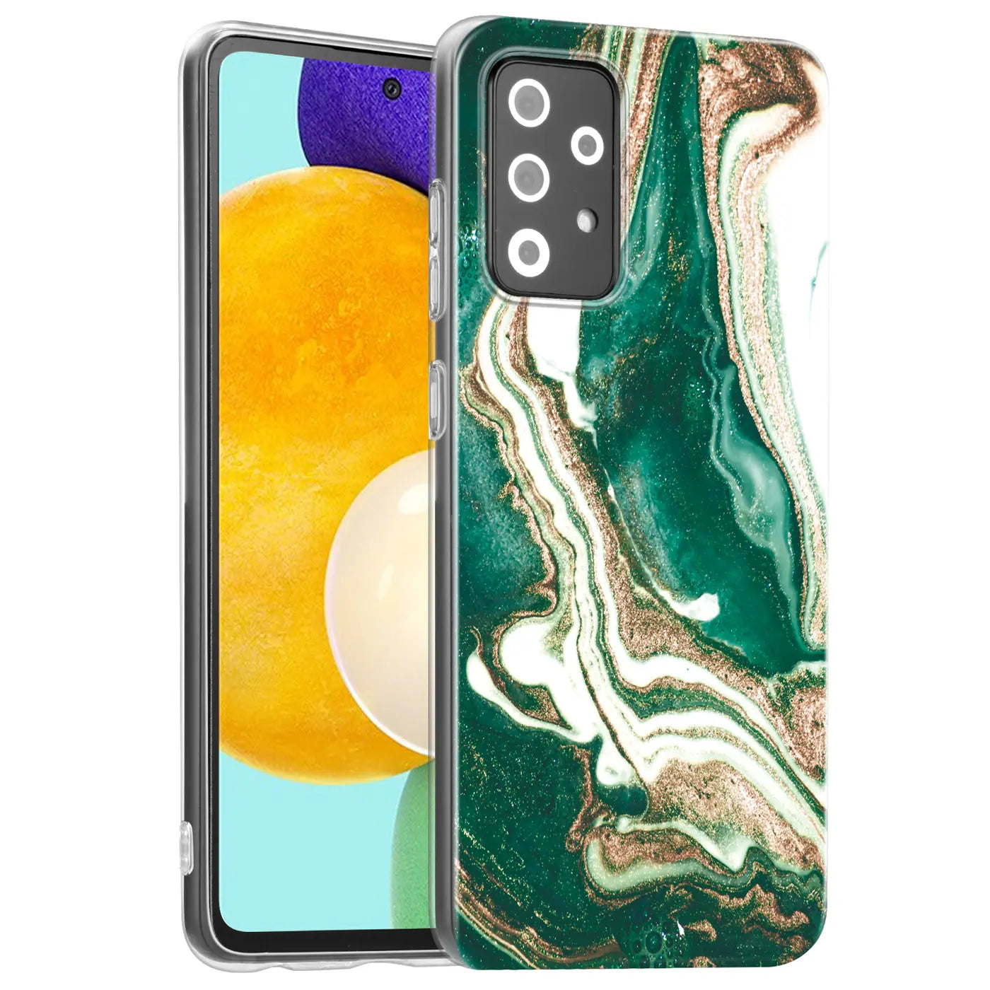 Samsung Galaxy A33 5G Hülle, Marmor-Design, grün/gold/weiß, Vorderansicht