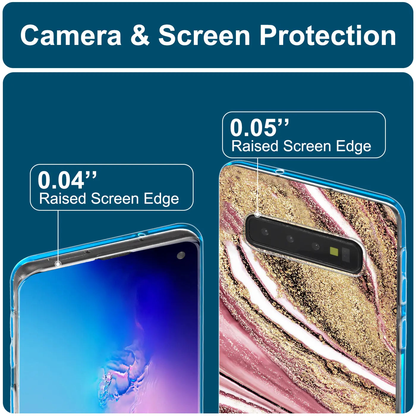 Samsung Galaxy S10 Hülle mit Marmor & Sand Muster, Rückansicht, transparentes Material