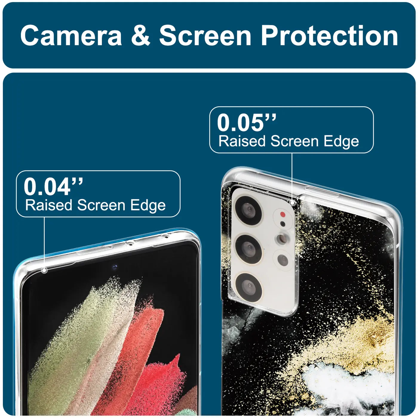 Samsung S21 Ultra Hülle, Marmor/Sand-Design, klare Rückseite, Nahaufnahme